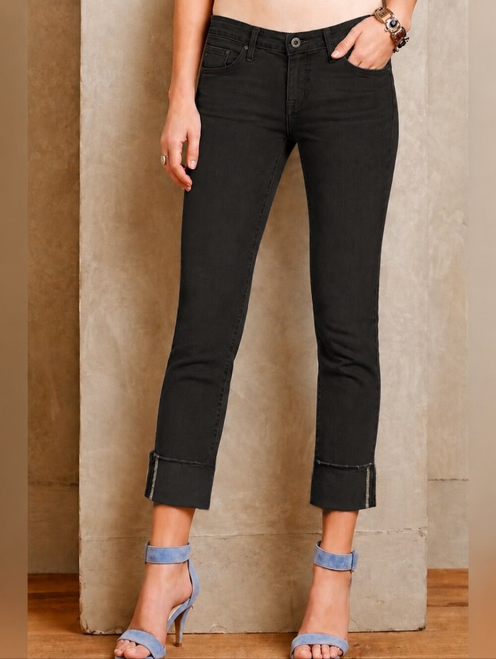 ❤ AG ADRIANO GOLDSCHMIED STEVIE SLIM STRAIGHT CUFFED CROPPED JEANS, 2 (26)